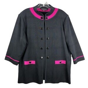 Ming Wang XL 3/4 Sleeve Single Hook & Eye Closure Jacket Womens XL Fuschia Trim